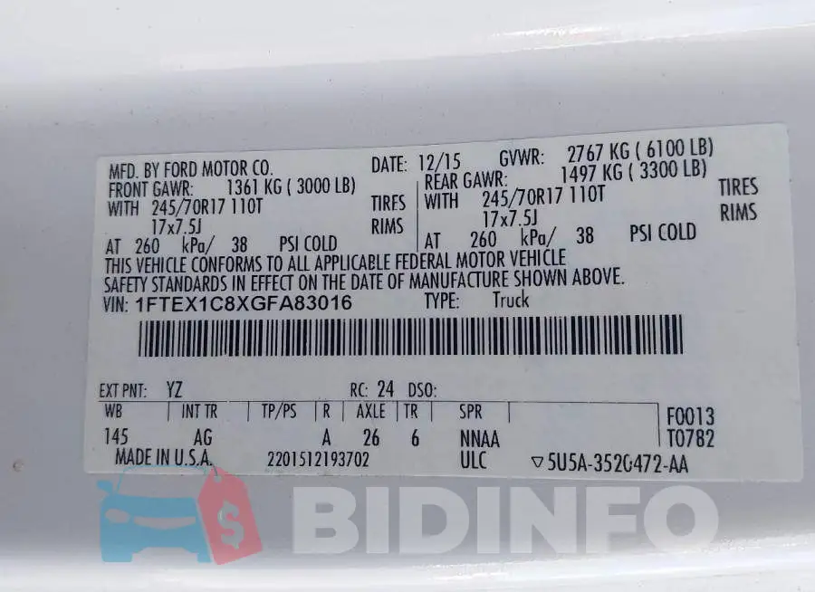 1FTEX1C8XGFA83016 Photo# 9