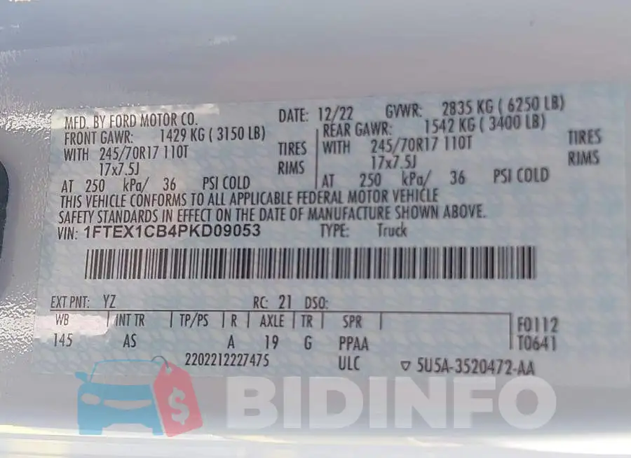 1FTEX1CB4PKD09053 Photo# 9