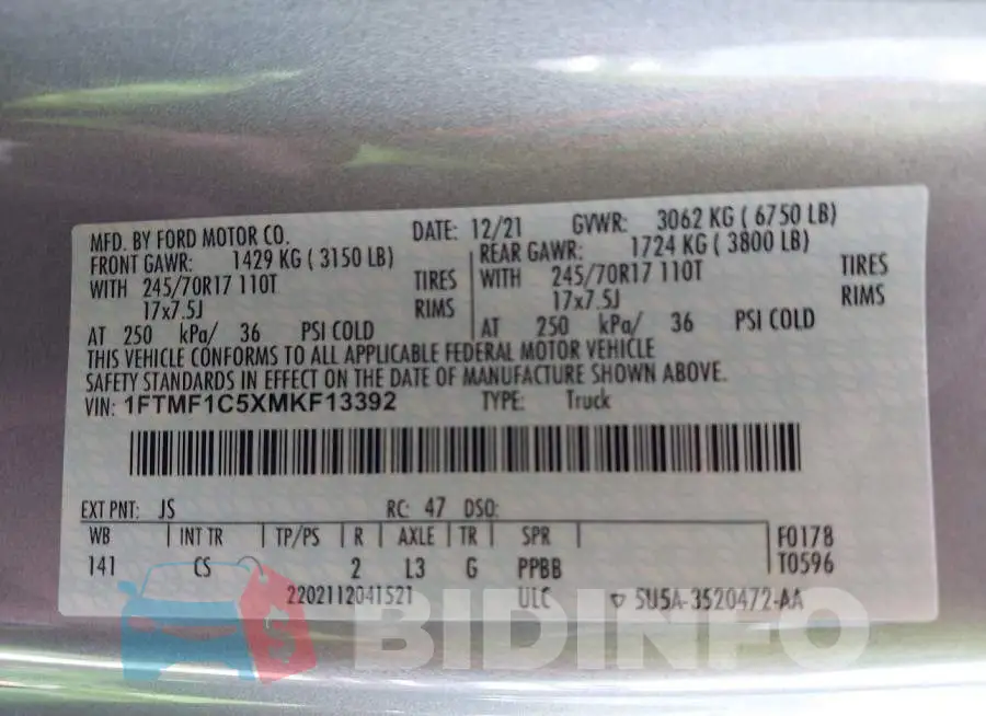 1FTMF1C5XMKF13392 Photo# 9