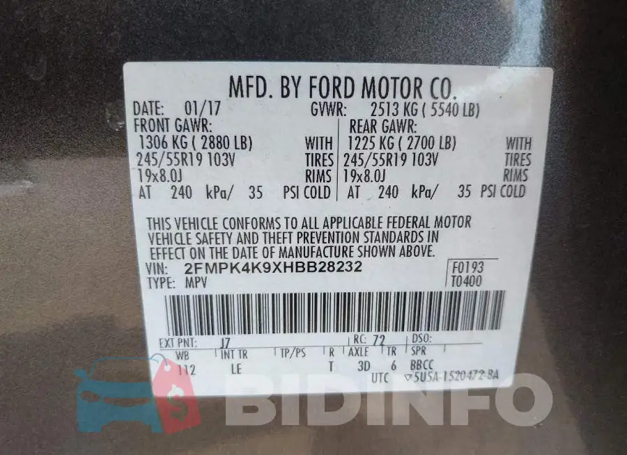 2FMPK4K9XHBB28232 Photo# 9