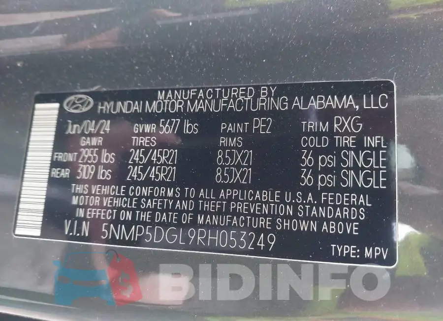 5NMP5DGL9RH053249 Photo# 9