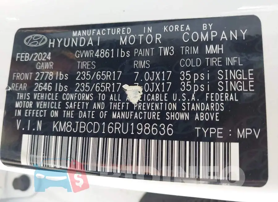 KM8JBCD16RU198636 Photo# 9