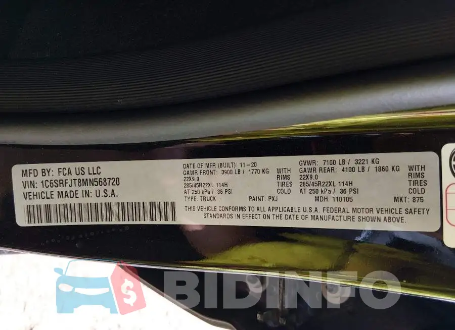 1C6SRFJT8MN568720 Photo# 9