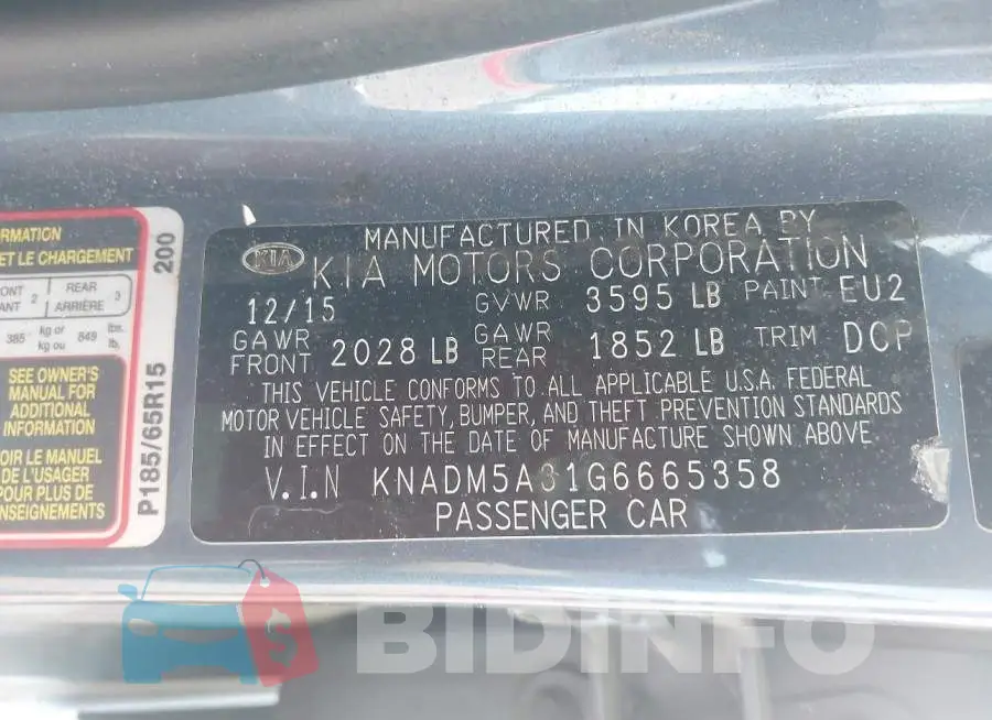 KNADM5A31G6665358 Photo# 9