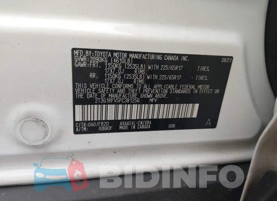2T3G1RFV5PC381256 Photo# 9