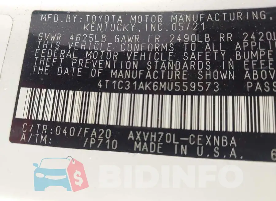 4T1C31AK6MU559573 Photo# 9