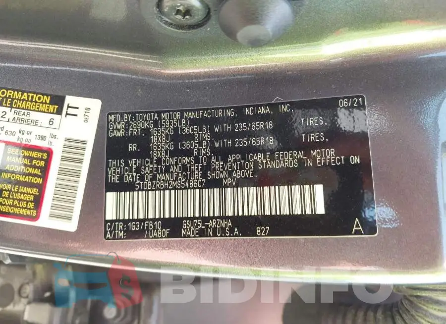 5TDBZRBH2MS548607 Photo# 9