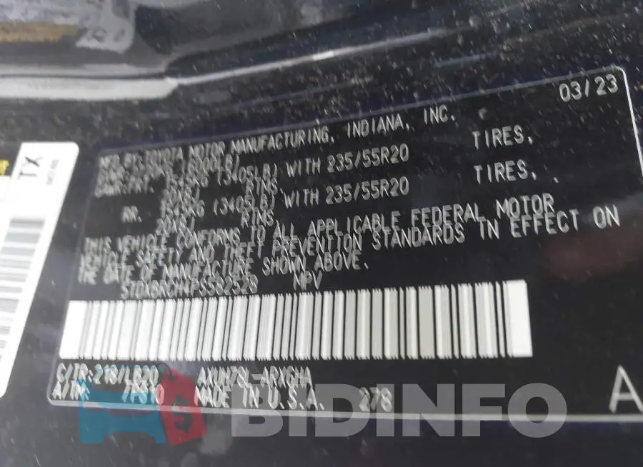 5TDXBRCH4PS582528 Photo# 9