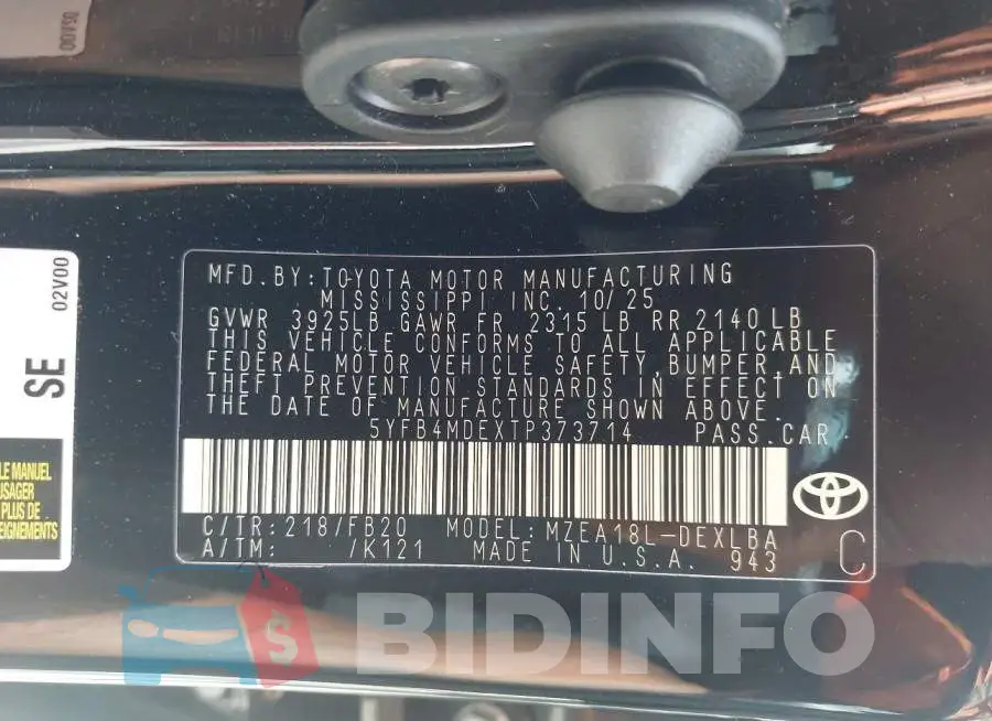 5YFB4MDEXTP373714 Photo# 9