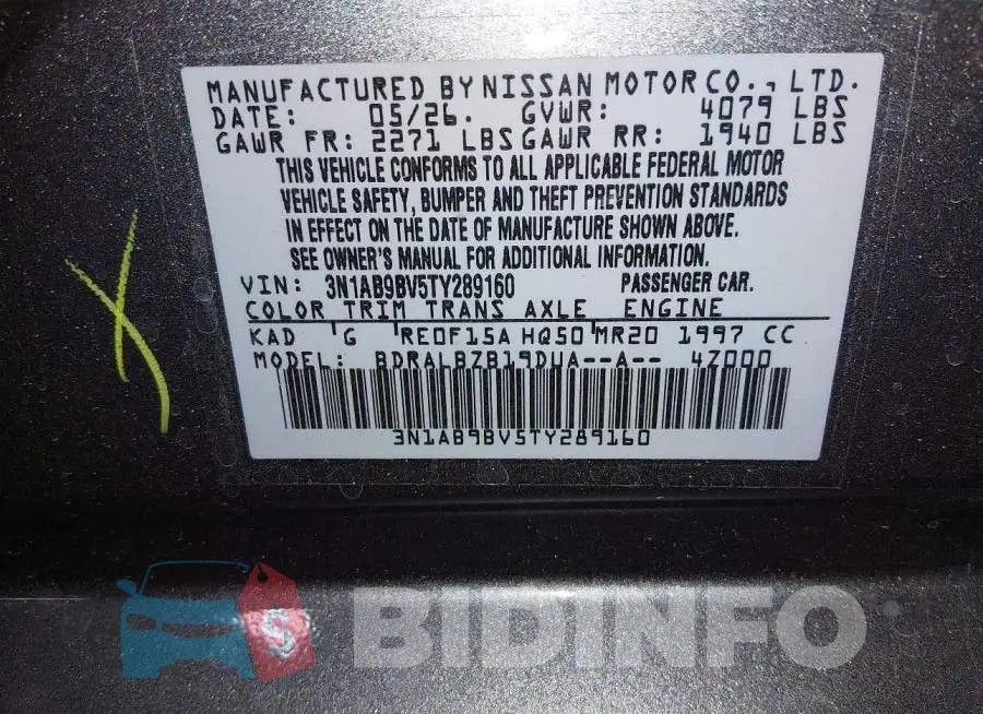 3N1AB9BV5TY289160 Photo# 9