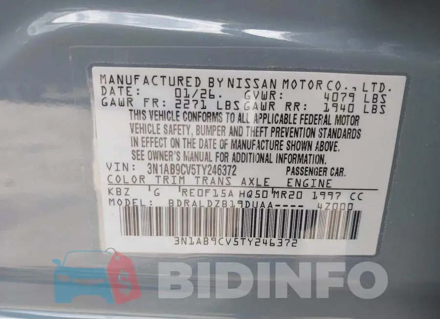3N1AB9CV5TY246372 Photo# 9