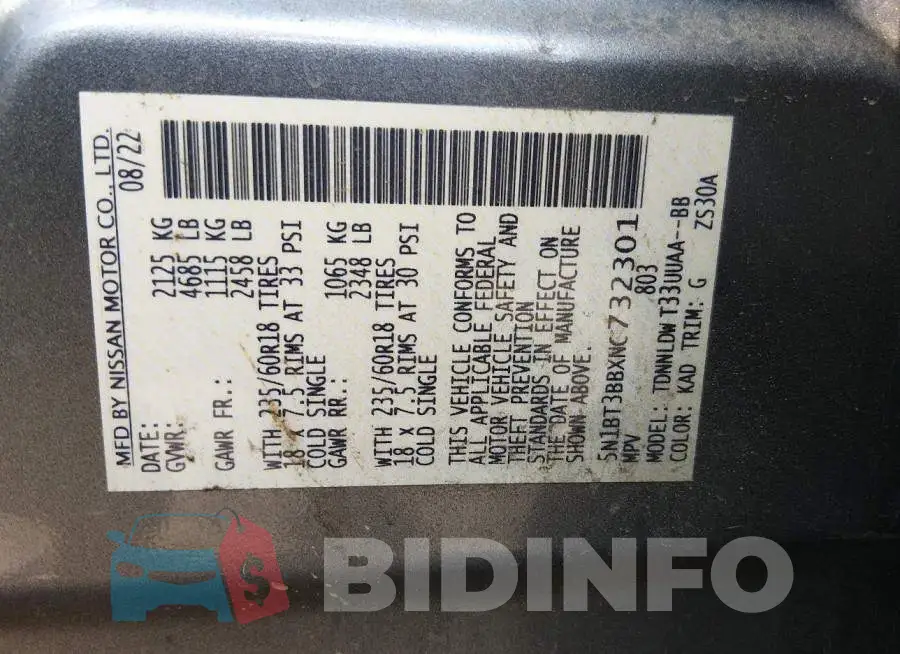 5N1BT3BBXNC732301 Photo# 9