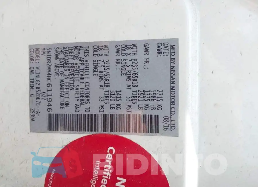 5N1DR2MM4HC611946 Photo# 9