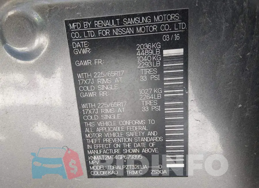 KNMAT2MT4GP679395 Photo# 9
