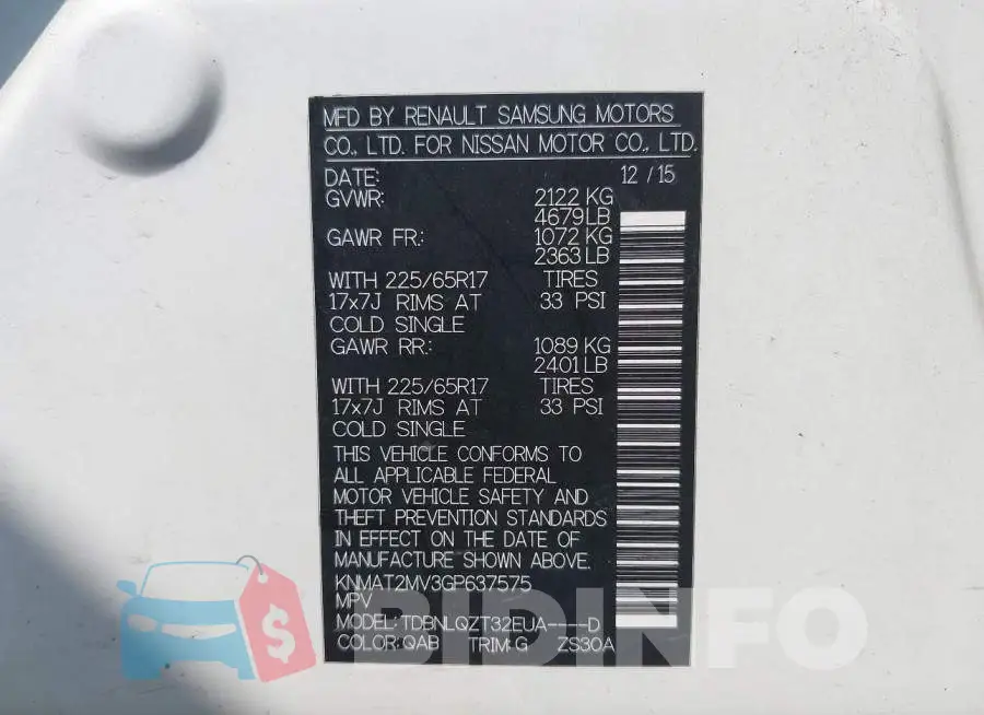 KNMAT2MV3GP637575 Photo# 9
