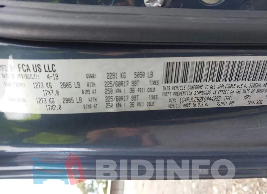 1C4PJLCB8KD444295 Photo# 9