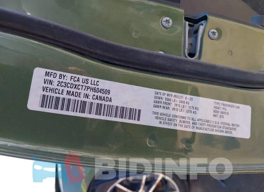 2C3CDXCT7PH604509 Photo# 9