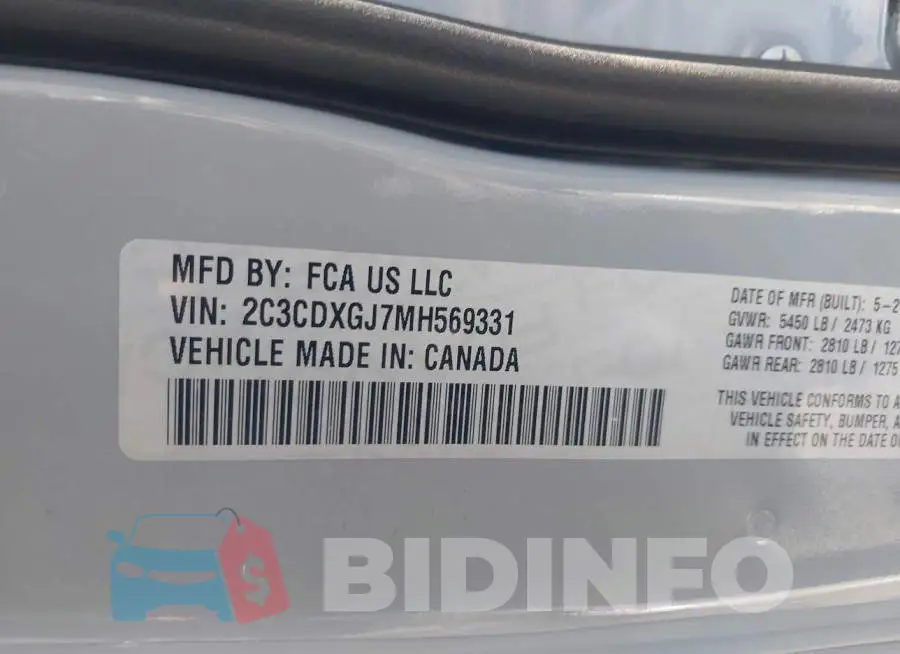 2C3CDXGJ7MH569331 Photo# 9
