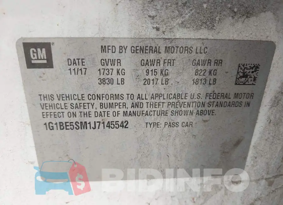 1G1BE5SM1J7145542 Photo# 9