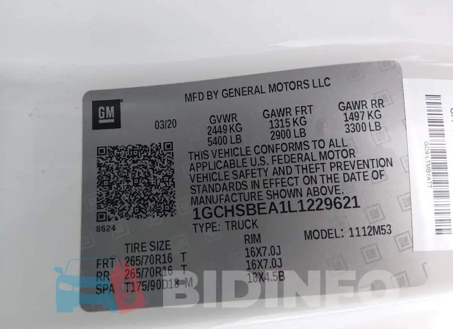1GCHSBEA1L1229621 Photo# 9