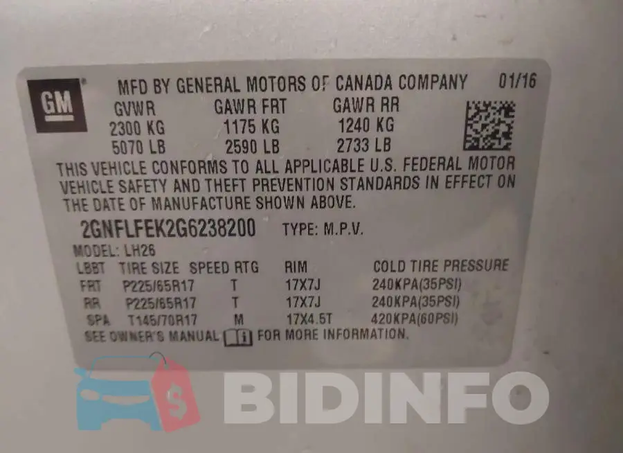 2GNFLFEK2G6238200 Photo# 9
