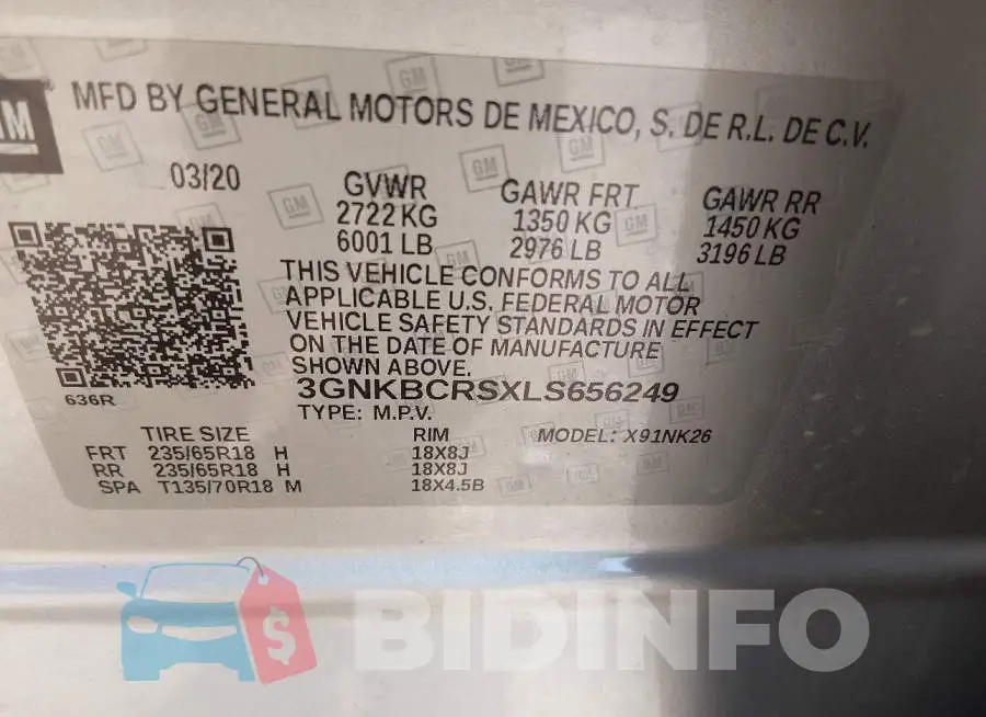 3GNKBCRSXLS656249 Photo# 9