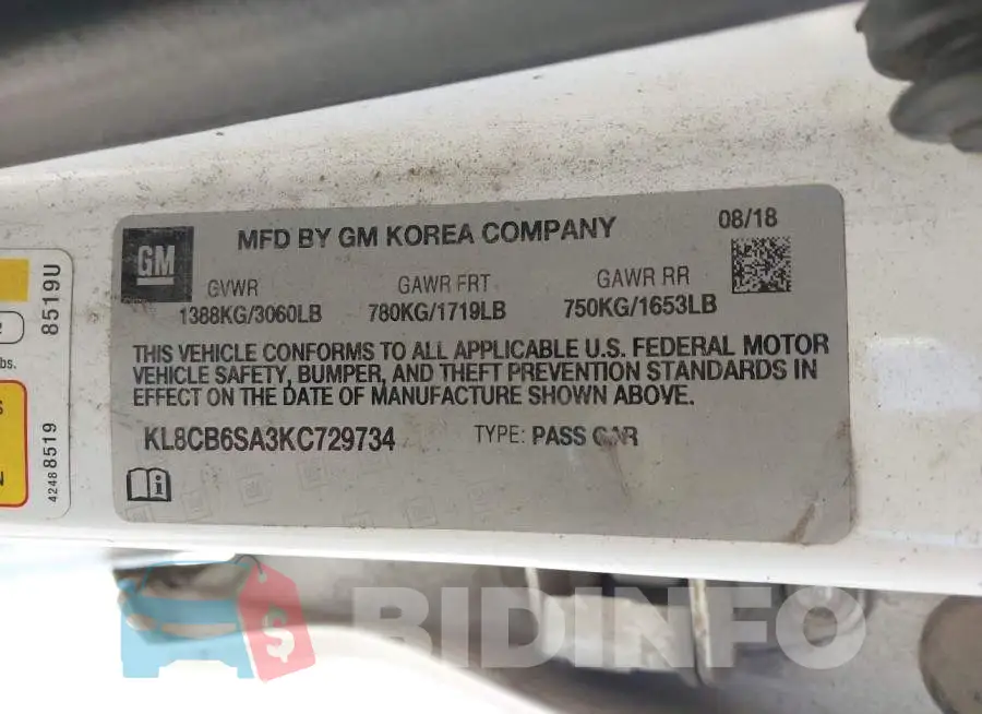 KL8CB6SA3KC729734 Photo# 9
