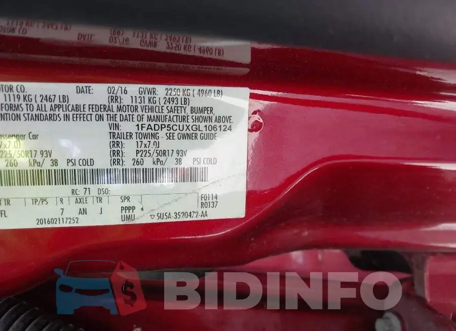 1FADP5CUXGL106124 Photo# 9