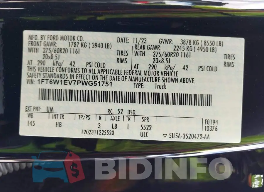 1FT6W1EV7PWG51751 Photo# 9