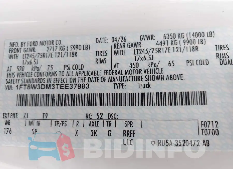 1FT8W3DM3TEE37983 Photo# 9