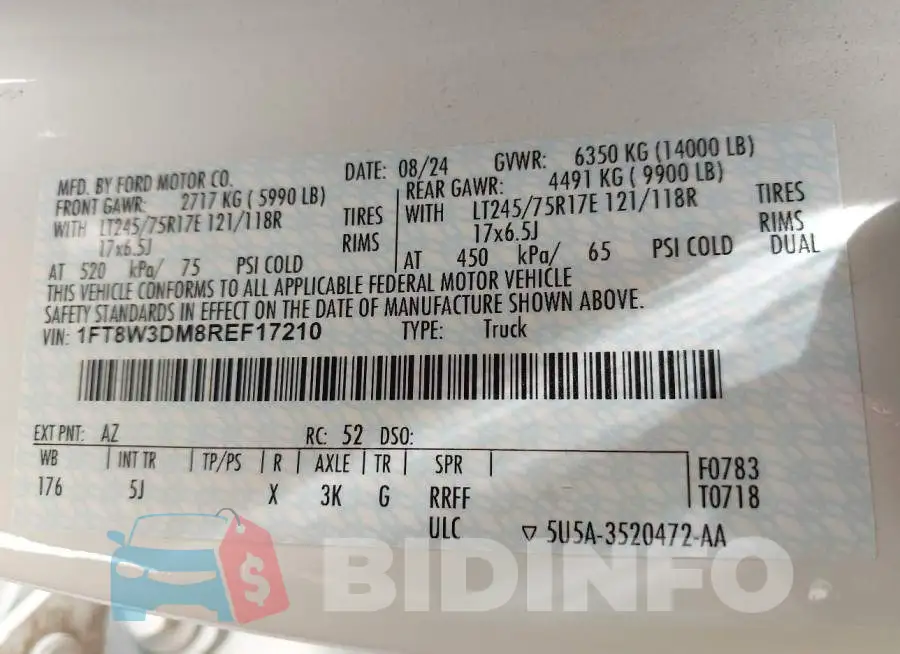 1FT8W3DM8REF17210 Photo# 9