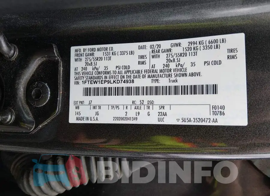 1FTEW1EP9LKD74938 Photo# 9