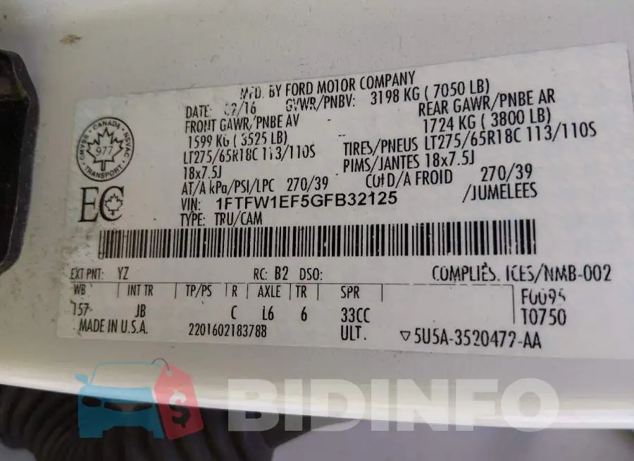 1FTFW1EF5GFB32125 Photo# 9