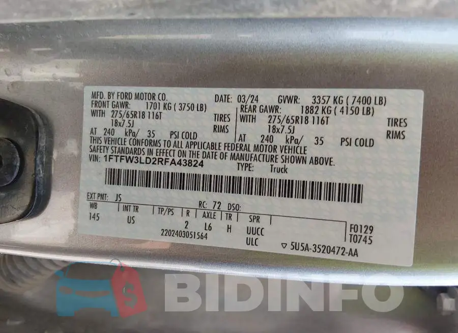 1FTFW3LD2RFA43824 Photo# 9