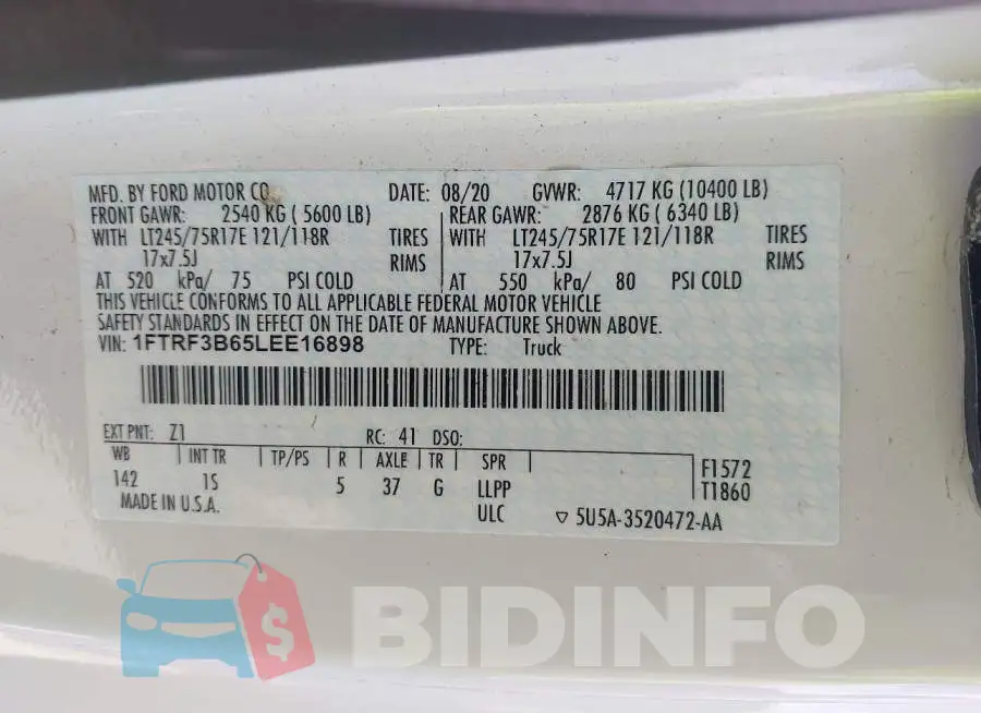 1FTRF3B65LEE16898 Photo# 8