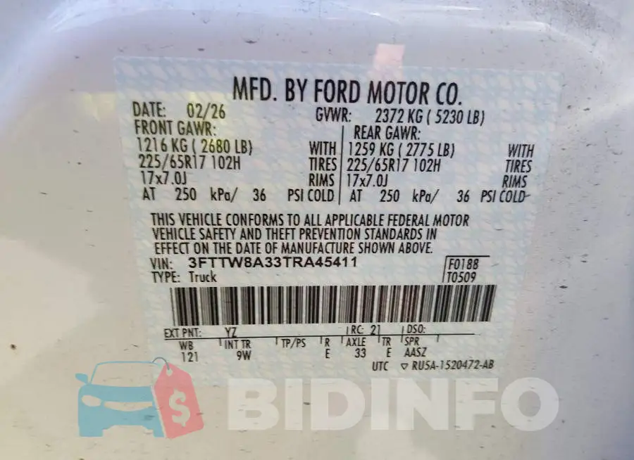 3FTTW8A33TRA45411 Photo# 9