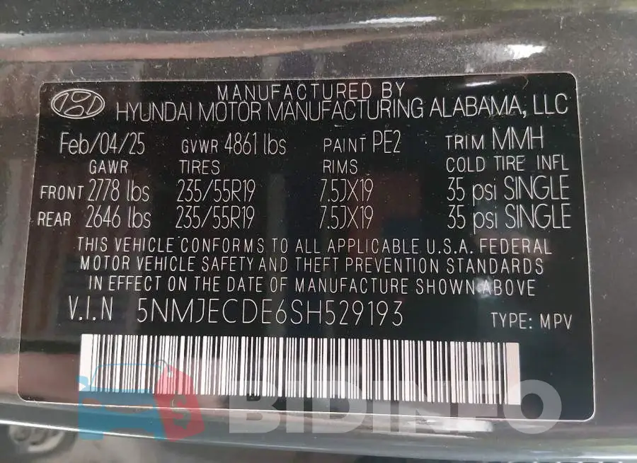 5NMJECDE6SH529193 Photo# 9