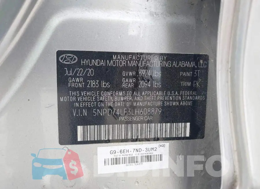 5NPD74LF3LH608879 Photo# 9