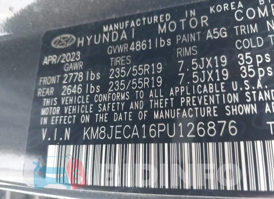 KM8JECA16PU126876 Photo# 9