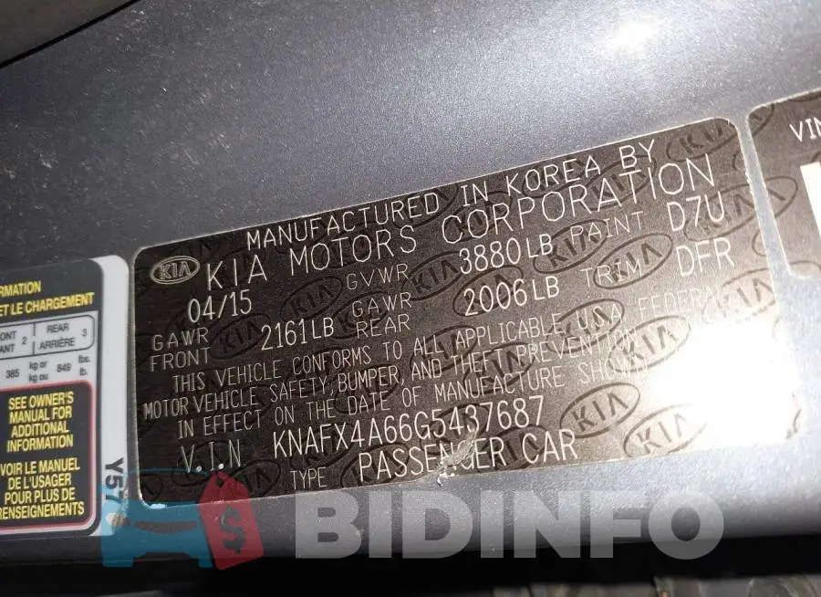 KNAFX4A66G5437687 Photo# 9