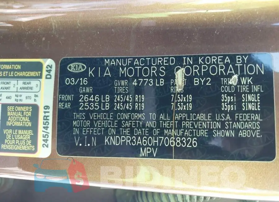 KNDPR3A60H7068326 Photo# 9
