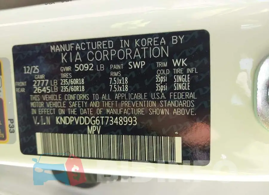 KNDPVDDG6T7348993 Photo# 9