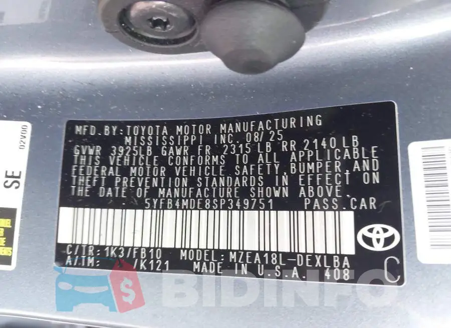 5YFB4MDE8SP349751 Photo# 9