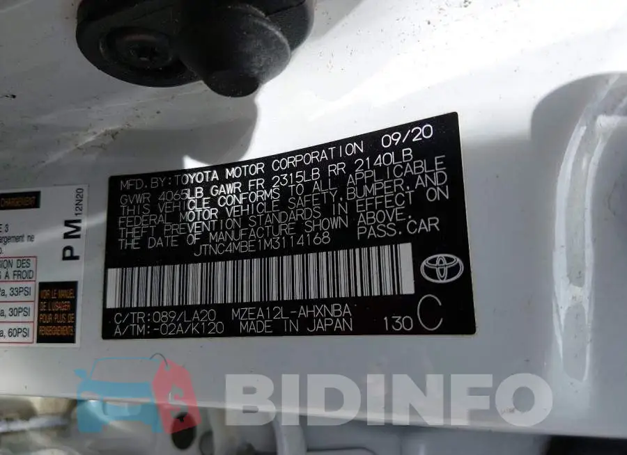 JTNC4MBE1M3114168 Photo# 9