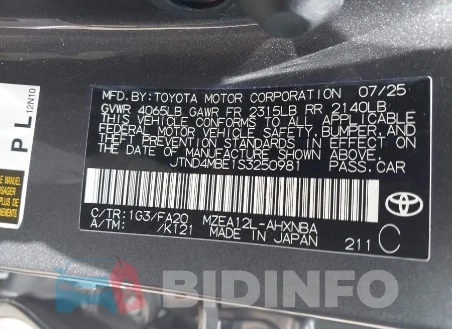JTND4MBE1S3250981 Photo# 9