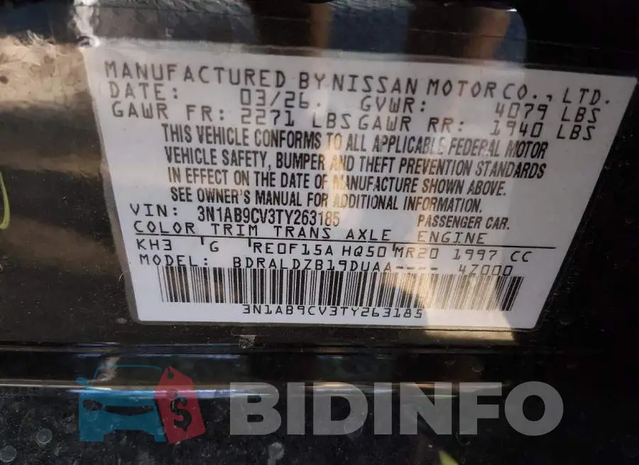 3N1AB9CV3TY263185 Photo# 9
