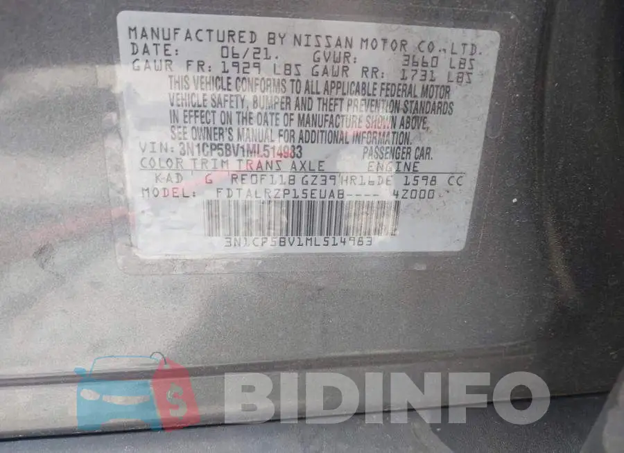 3N1CP5BV1ML514983 Photo# 9