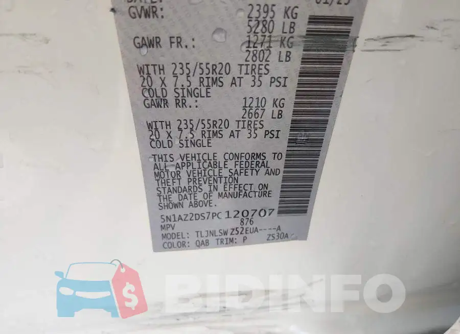 5N1AZ2DS7PC120707 Photo# 9