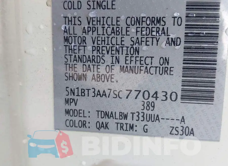 5N1BT3AA7SC770430 Photo# 9