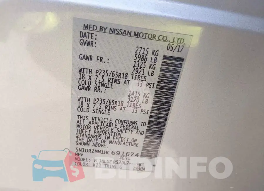 5N1DR2MM1HC691674 Photo# 9